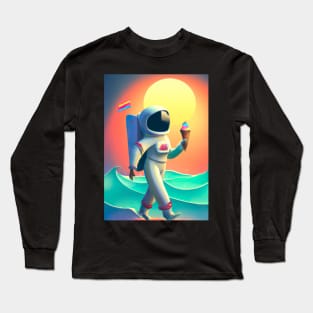 Astronaut with Ice Cream Long Sleeve T-Shirt